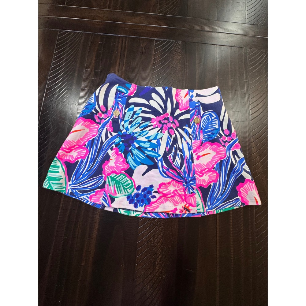 Lilly Pulitzer XS Skort Navy Pink Tropical Floral Print Active Tennis Golf Skirt